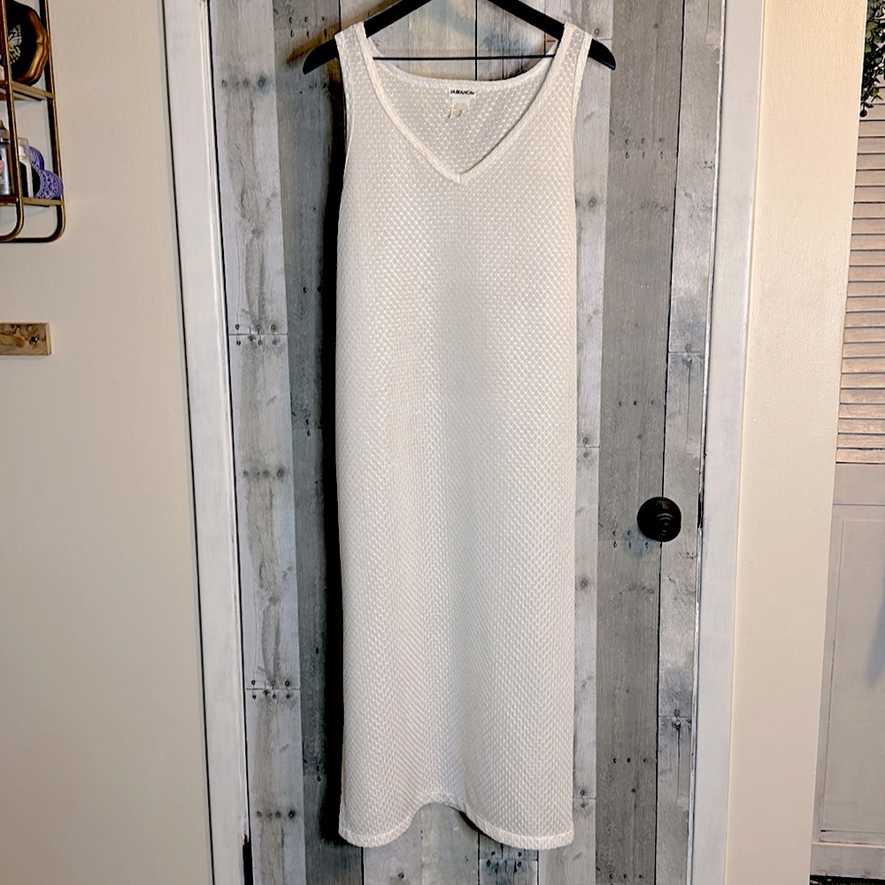 La Blanca White Textured Midi Dress
